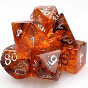 DND Dice Set - Eye of the Tiger -‎ 7 Resin Dice - Fantasy RPG Tabletop Gaming